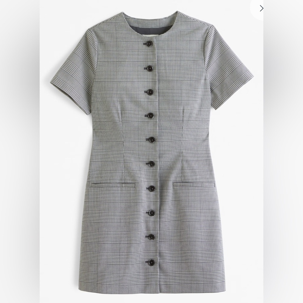 The A&F Mara Short-Sleeve Vest Mini Dress Gray Plaid size XS - Picture 2 of 3